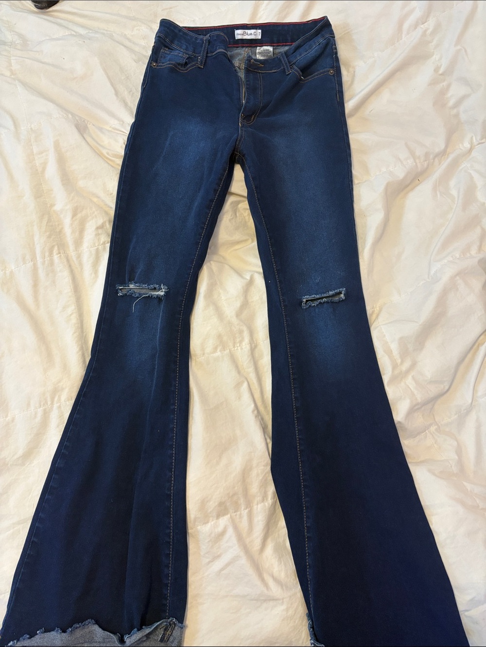 Vince Dark Blue Flare Jeans with Knee Slits